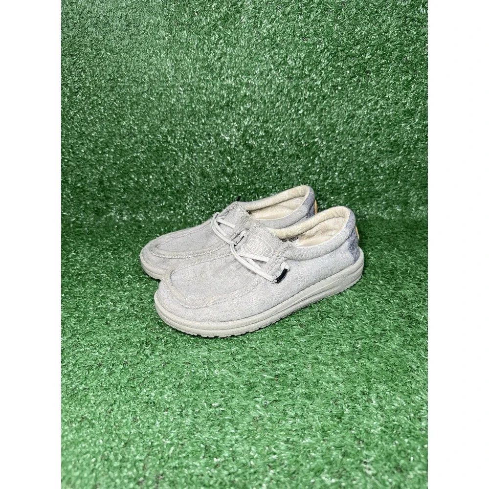 Hey Dude Wally Youth Kids Size 2 Steel Grey Slip On Shoes Comfort Walking Loafer